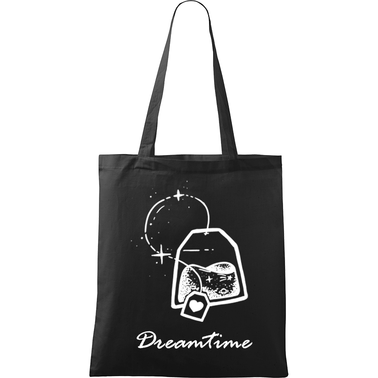 Ručně malovaná menší plátěná taška - Dreamtime Barva tašky: ČERNÁ, Barva motivu: BÍLÁ