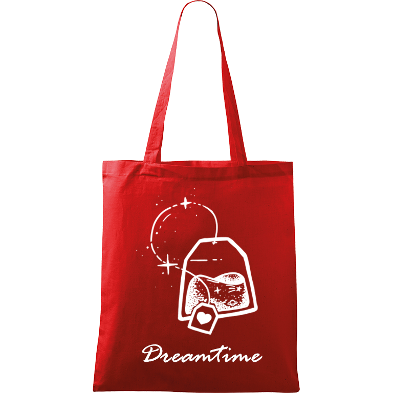 Ručně malovaná menší plátěná taška - Dreamtime Barva tašky: ČERVENÁ, Barva motivu: BÍLÁ