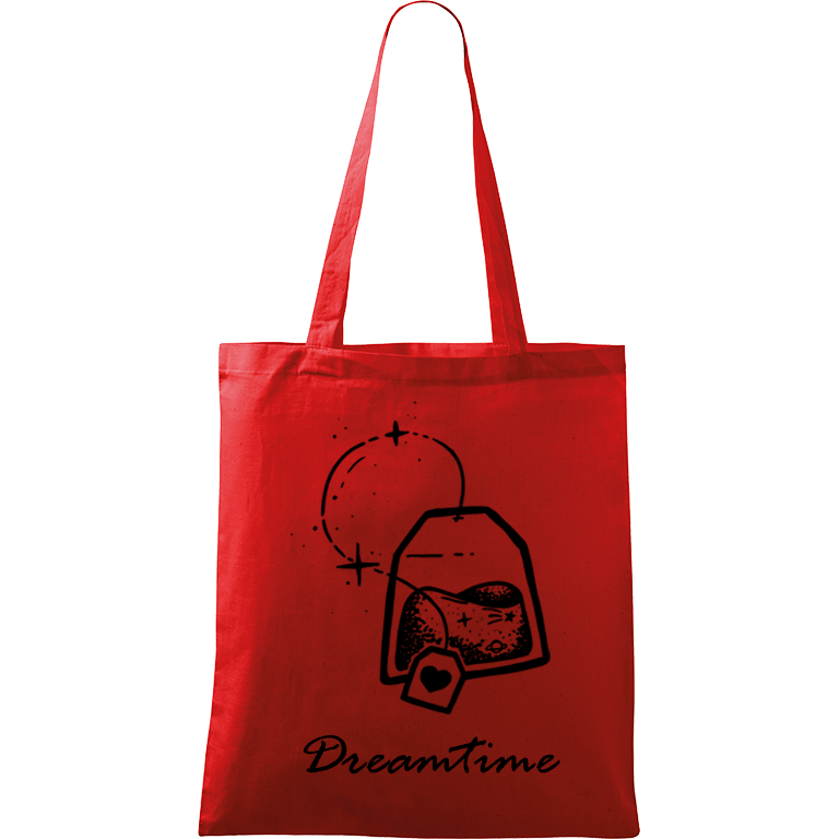 Ručně malovaná menší plátěná taška - Dreamtime Barva tašky: ČERVENÁ, Barva motivu: ČERNÁ