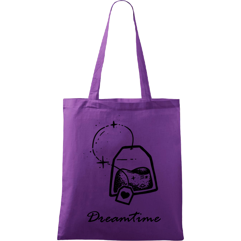 Ručně malovaná menší plátěná taška - Dreamtime Barva tašky: FIALOVÁ, Barva motivu: ČERNÁ