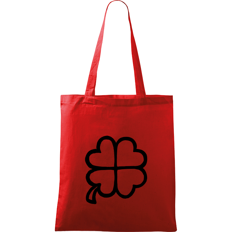 Ručně malovaná menší plátěná taška - Čtyřlístek Barva tašky: ČERVENÁ, Barva motivu: ČERNÁ