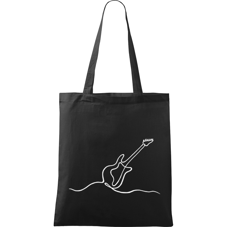 Ručně malovaná menší plátěná taška - Jednotahové - Kytara elektrická Barva tašky: ČERNÁ, Barva motivu: BÍLÁ