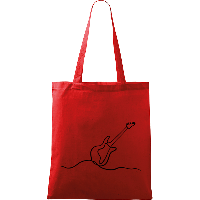 Ručně malovaná menší plátěná taška - Jednotahové - Kytara elektrická Barva tašky: ČERVENÁ, Barva motivu: ČERNÁ