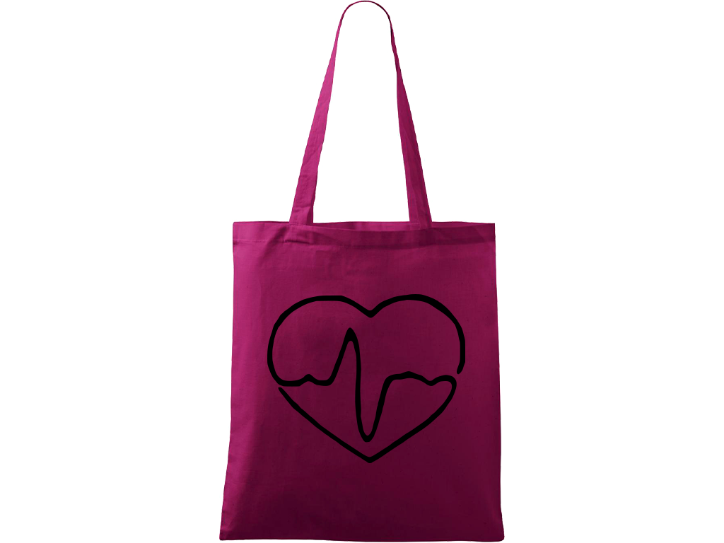 Ručně malovaná menší plátěná taška - Doktorské Srdce Barva tašky: RŮŽOVÁ, Barva motivu: ČERNÁ