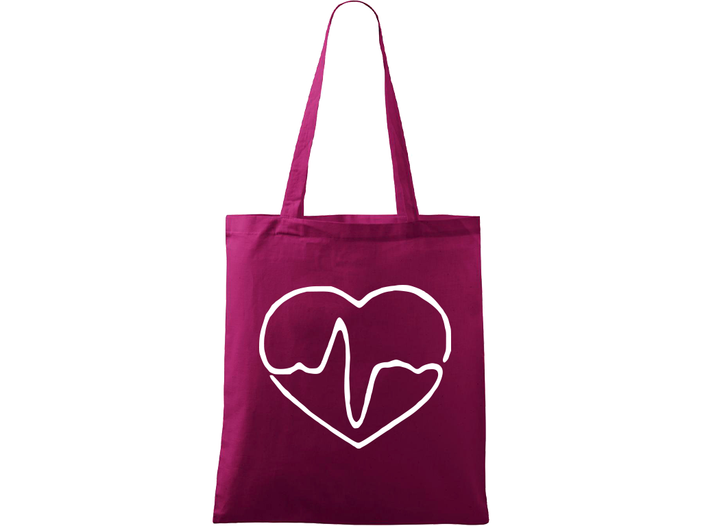 Ručně malovaná menší plátěná taška - Doktorské Srdce Barva tašky: RŮŽOVÁ, Barva motivu: BÍLÁ