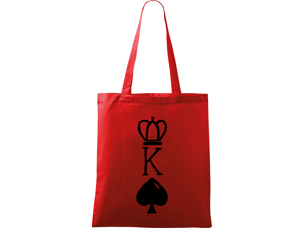 Ručně malovaná menší plátěná taška - King Barva tašky: ČERVENÁ, Barva motivu: ČERNÁ