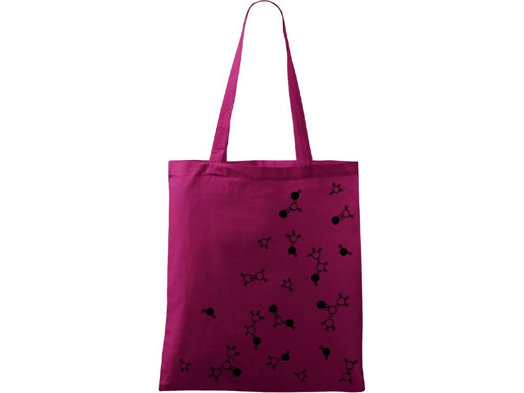 Ručně malovaná menší plátěná taška - Molekuly Barva tašky: RŮŽOVÁ, Barva motivu: ČERNÁ