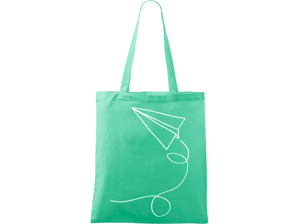Ručně malovaná menší plátěná taška - Šipka Barva tašky: SVĚTLE ZELENÁ, Barva motivu: BÍLÁ