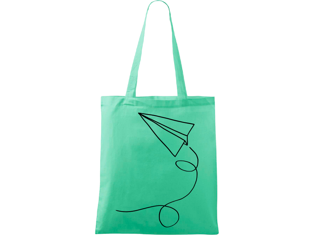 Ručně malovaná menší plátěná taška - Šipka Barva tašky: SVĚTLE ZELENÁ, Barva motivu: ČERNÁ