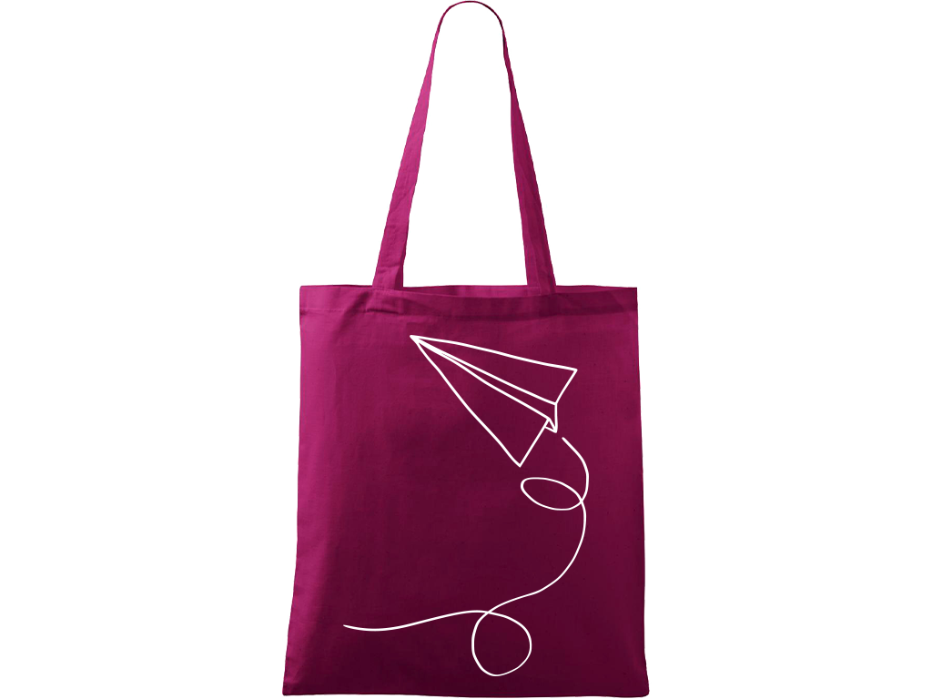 Ručně malovaná menší plátěná taška - Šipka Barva tašky: RŮŽOVÁ, Barva motivu: BÍLÁ