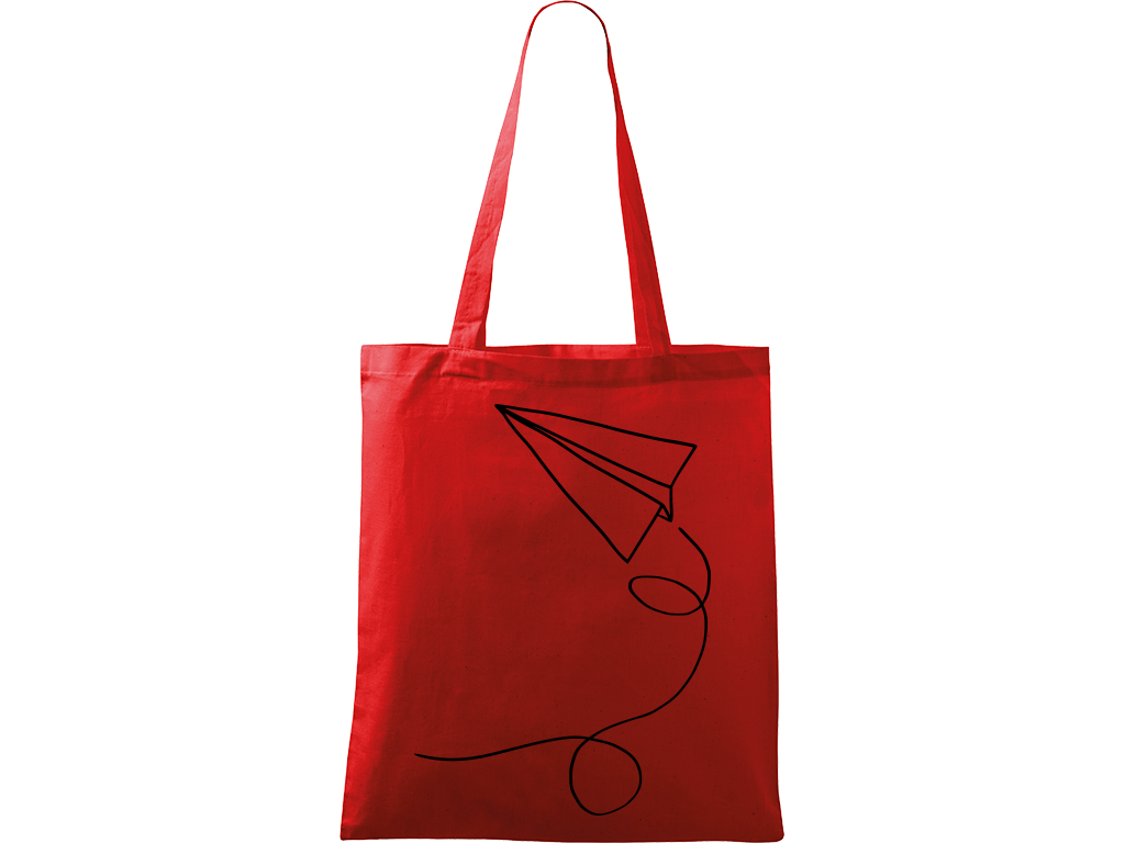 Ručně malovaná menší plátěná taška - Šipka Barva tašky: ČERVENÁ, Barva motivu: ČERNÁ