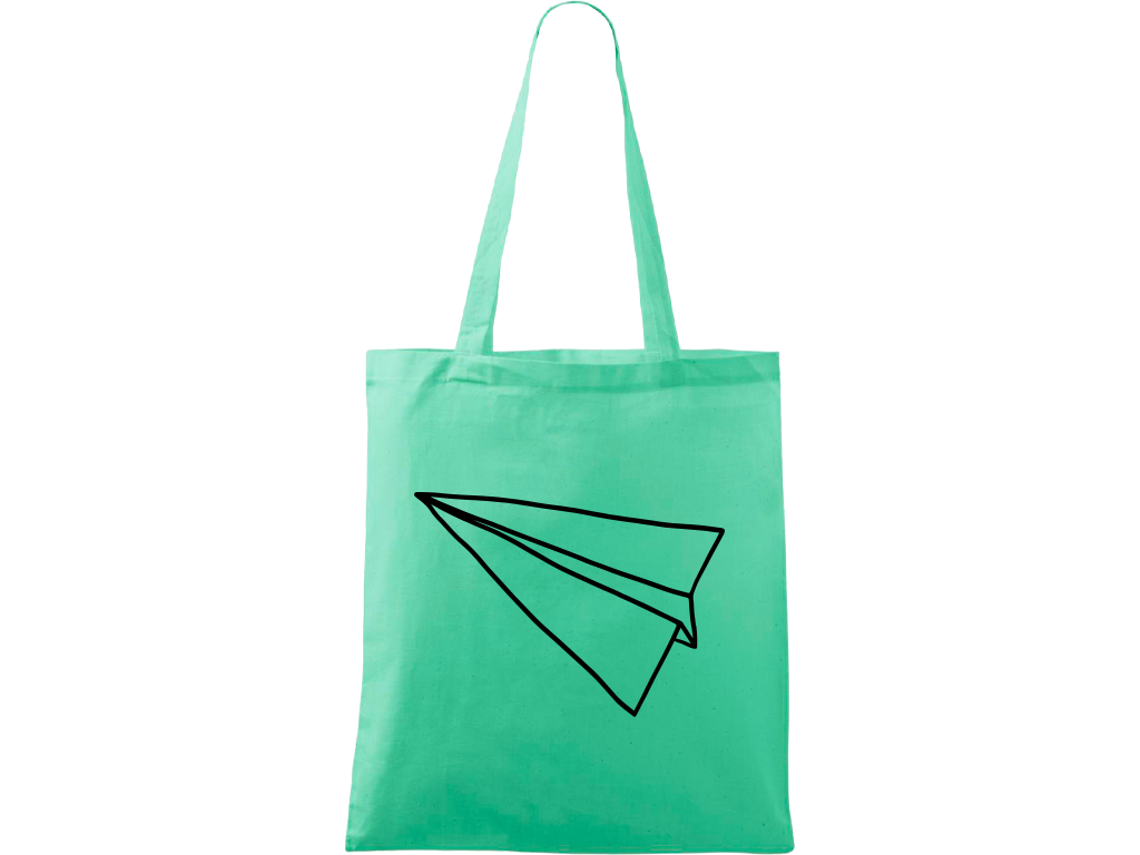 Ručně malovaná menší plátěná taška - Šipka - Samotná Barva tašky: SVĚTLE ZELENÁ, Barva motivu: ČERNÁ