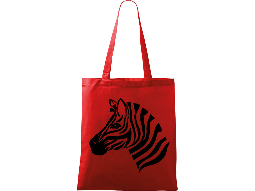 Ručně malovaná menší plátěná taška - Zebra Barva tašky: ČERVENÁ, Barva motivu: ČERNÁ