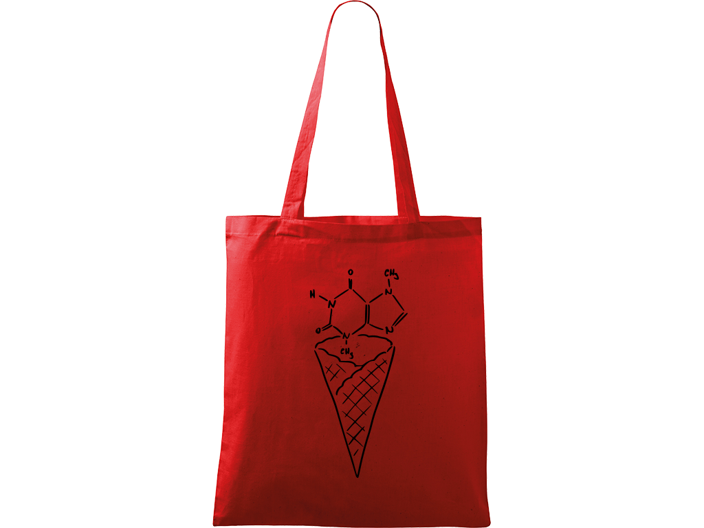 Ručně malovaná menší plátěná taška - Zmrzlina - Čokoláda Barva tašky: ČERVENÁ, Barva motivu: ČERNÁ