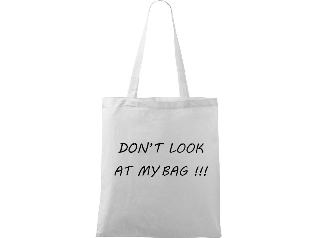 Ručně malovaná menší plátěná taška - Don't Look At My Bag Barva tašky: ČERVENÁ, Barva motivu: BÍLÁ