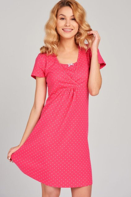 malinowa KOSZULA NOCNA DO KARMIENIA MUZZY rozpinana wygodna bawelna 825x1238