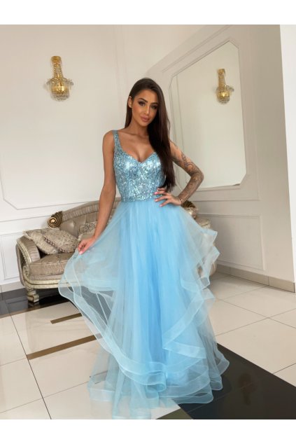 Maxi šaty Dore světle modré