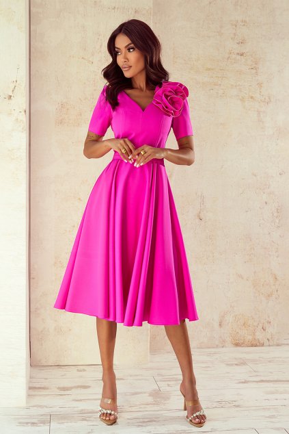 Midi šaty Elizabeth Collection Rubi fuchsia