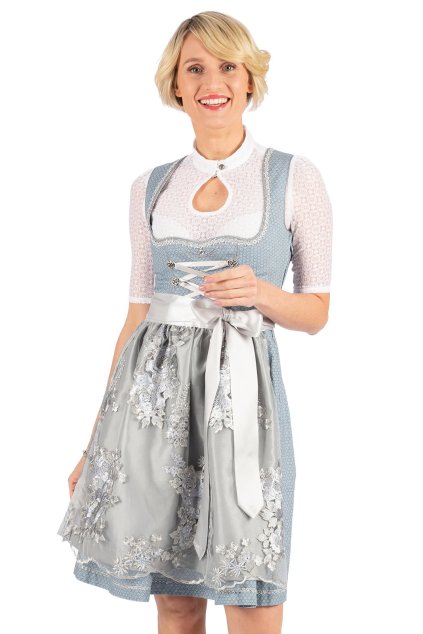 Mididirndl 58cm Marjo Farina hellblau silber 1