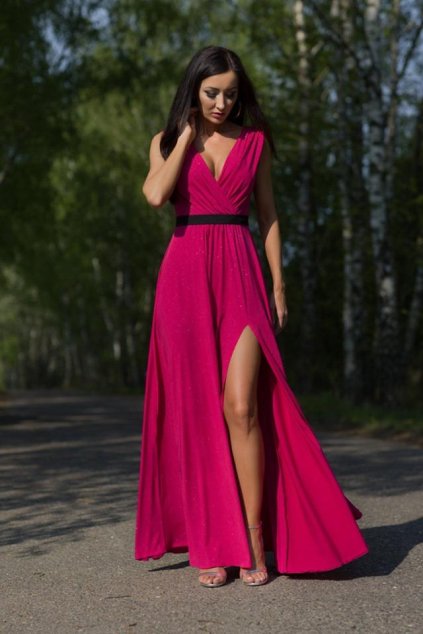 Maxi šaty Elizabeth Collection Salma fuchsia