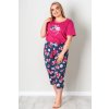 Dámské pyžamo Muzzy kytka růžové
