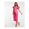 in the style Pink X Terrie Mcevoy Puff Sleeve Midi Pencil Dress