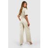 female stone cargo woven utility jumpsuit