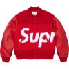 Supreme Big Logo Chenille Varsity Jacket Red