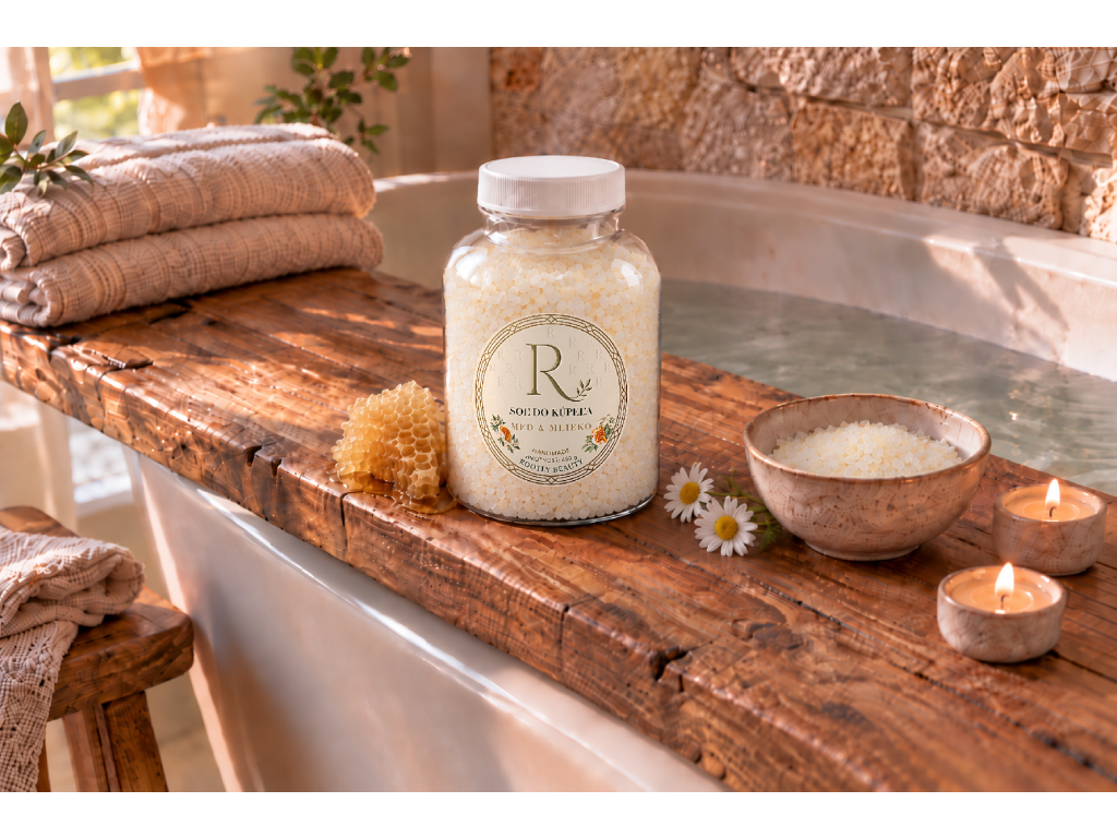 Rootly soľ do kúpeľa Med & mlieko v 650 g balení