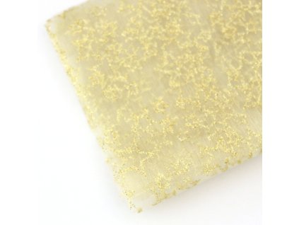 Organza 50x36 cm béžová,zlaté hvězdy