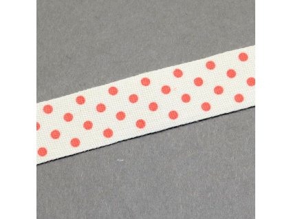 Textilní stuha červené puntíky