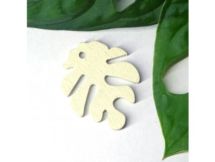 Přívěsek dřevěný monstera sv. žlutá