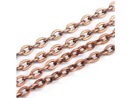 Bižuterní řetízek 3x2 mm staroměď