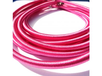 Hedvábný náhrdelník 5 mm tm. růžový