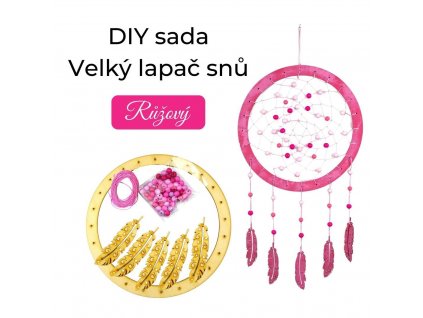 DIY sada Velký lapač snů růžový