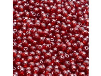 Kuličky 3 mm průhledné rudě červené