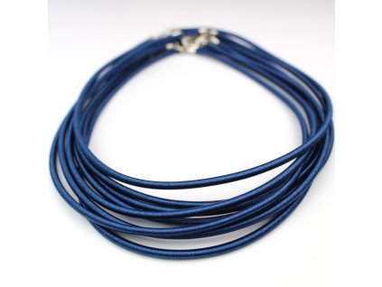 Hedvábný náhrdelník 3 mm tm. modrý