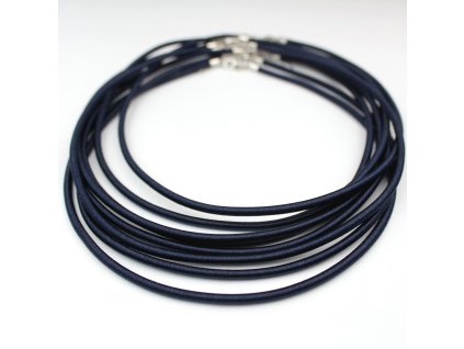 Hedvábný náhrdelník 3 mm černomodrý