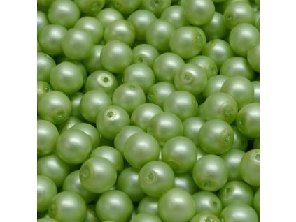 Voskované perly 6 mm světle zelené