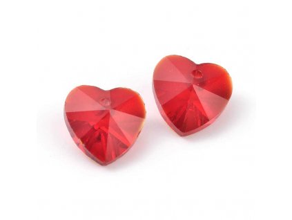 Broušené srdce 14 mm červené