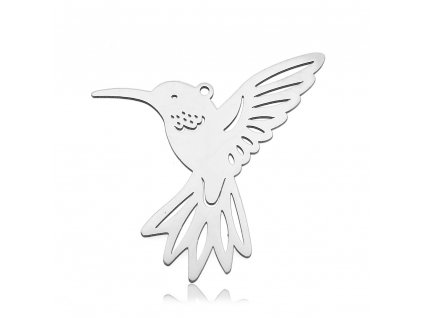 Přívěsek nerezový pták kolibřík platinový