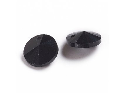 Broušené přívěsky rivoli 8 mm černé