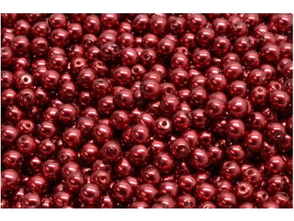 Voskované perly 4 mm vínově červené