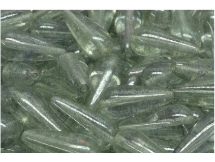 Korálek kapka 20x9mm čirá zelený listr