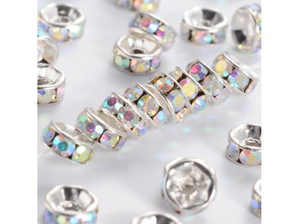 Rondelky 8 mm čiré kamínky AB