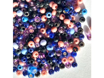 Preciosa rokajl 11/0 mix tm.modrý