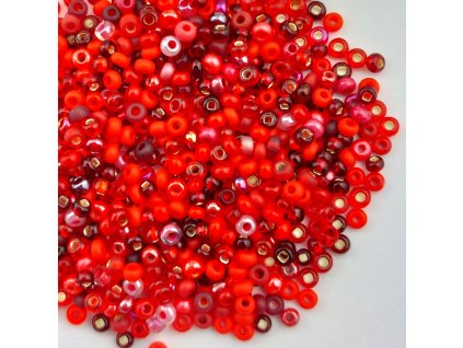 Preciosa rokajl 10/0 +11/0 mix červený