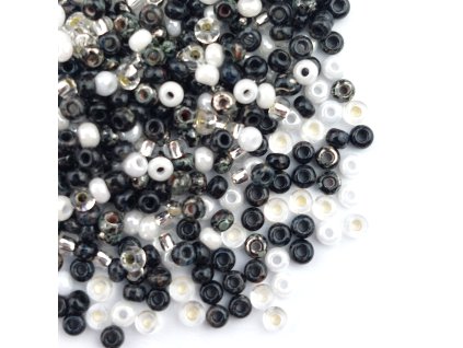 Preciosa rokajl 11/0 mix černobílý