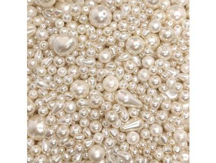 Směs voskovaných perliček bílá