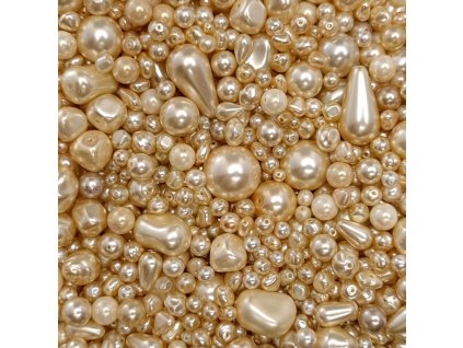Směs voskovaných perliček béžová
